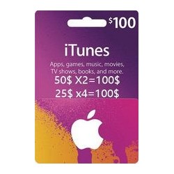 گیفت کارت اپل  100 دلاری آمریکا(2x50$ or 4x25$)